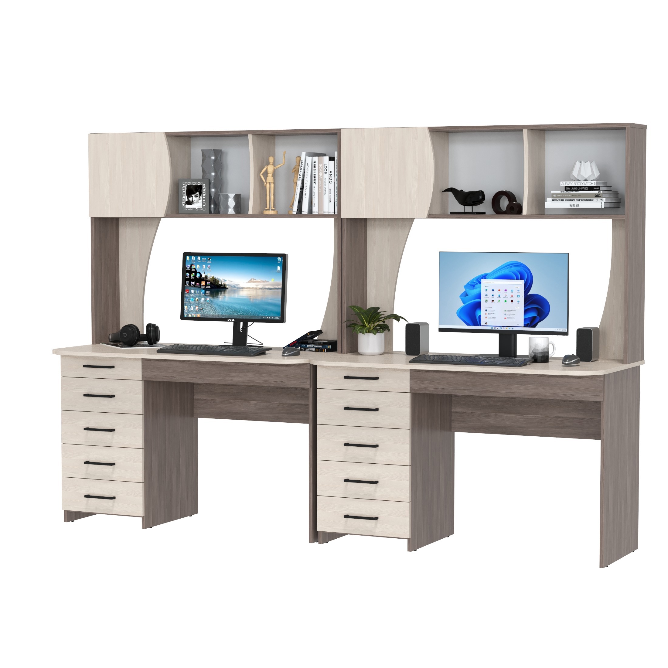 Изображение товара Комплект компьютерных столов Гранд Кволити Бета Сигма для двоих 241x166x60.5 см ламинированная ДСП