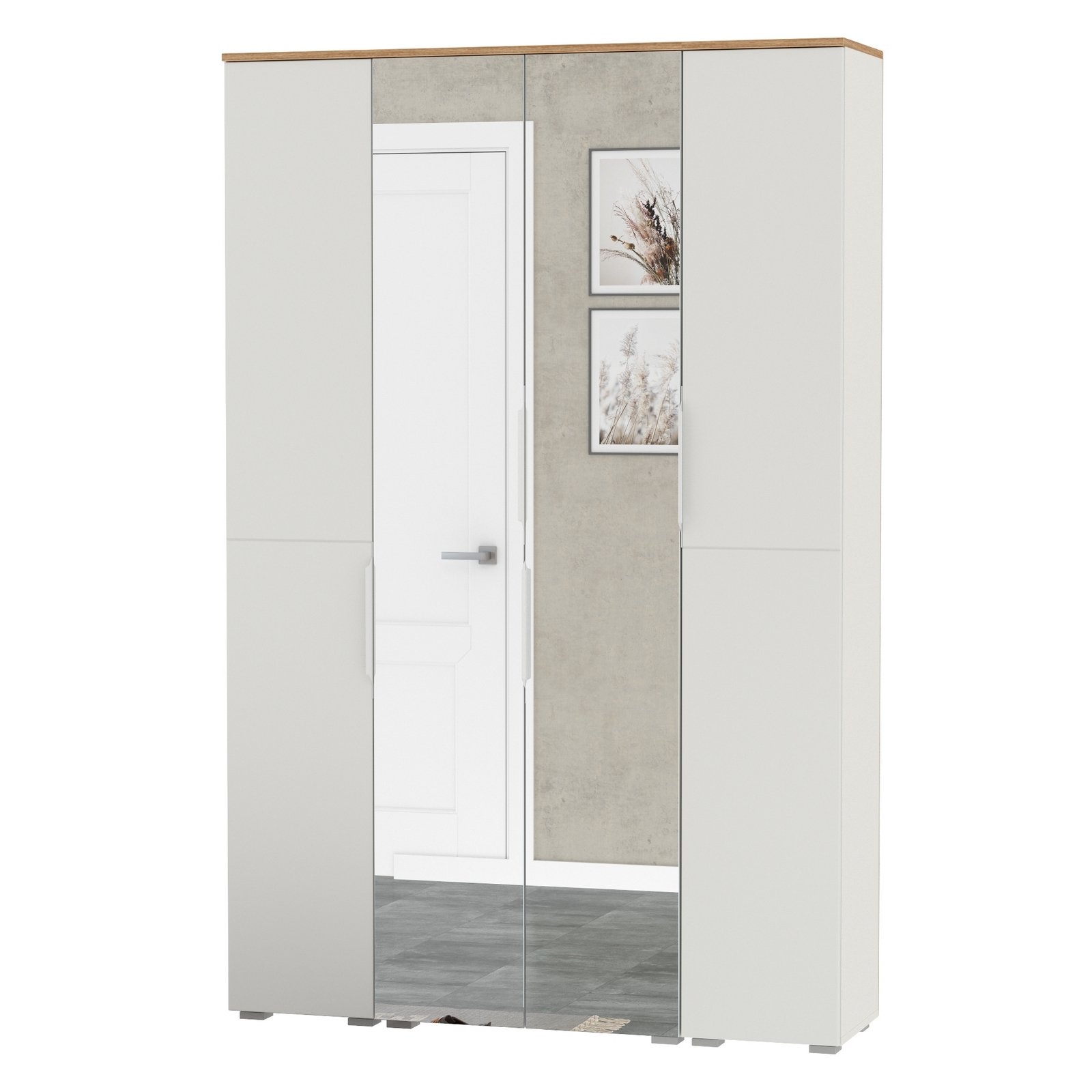 Изображение товара Набор пеналов Mobi Октава № 1 128.8x197.6x35.3 см ЛДСП цвет белый шагрень/дуб золотой 4 шт.