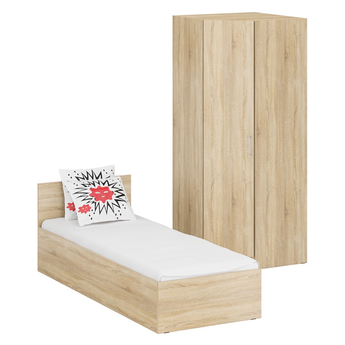 Изображение товара Кровать с угловым шкафом Свк Стандарт 80x200 см дуб сонома