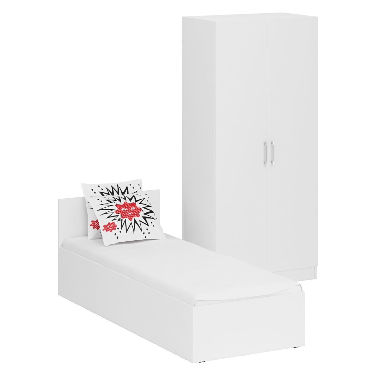 Изображение товара Кровать со шкафом 2-х створчатым Свк Стандарт 80x200 см белая мебель для спальни