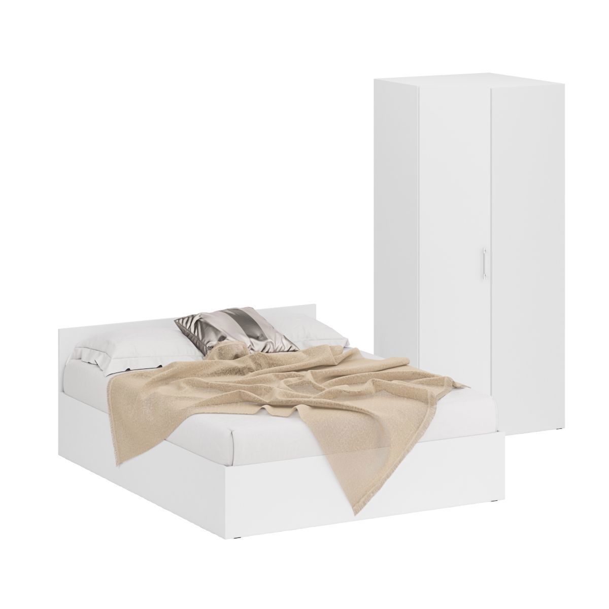 Изображение товара Кровать с угловым шкафом Свк Стандарт 160x200 см белая для спальни