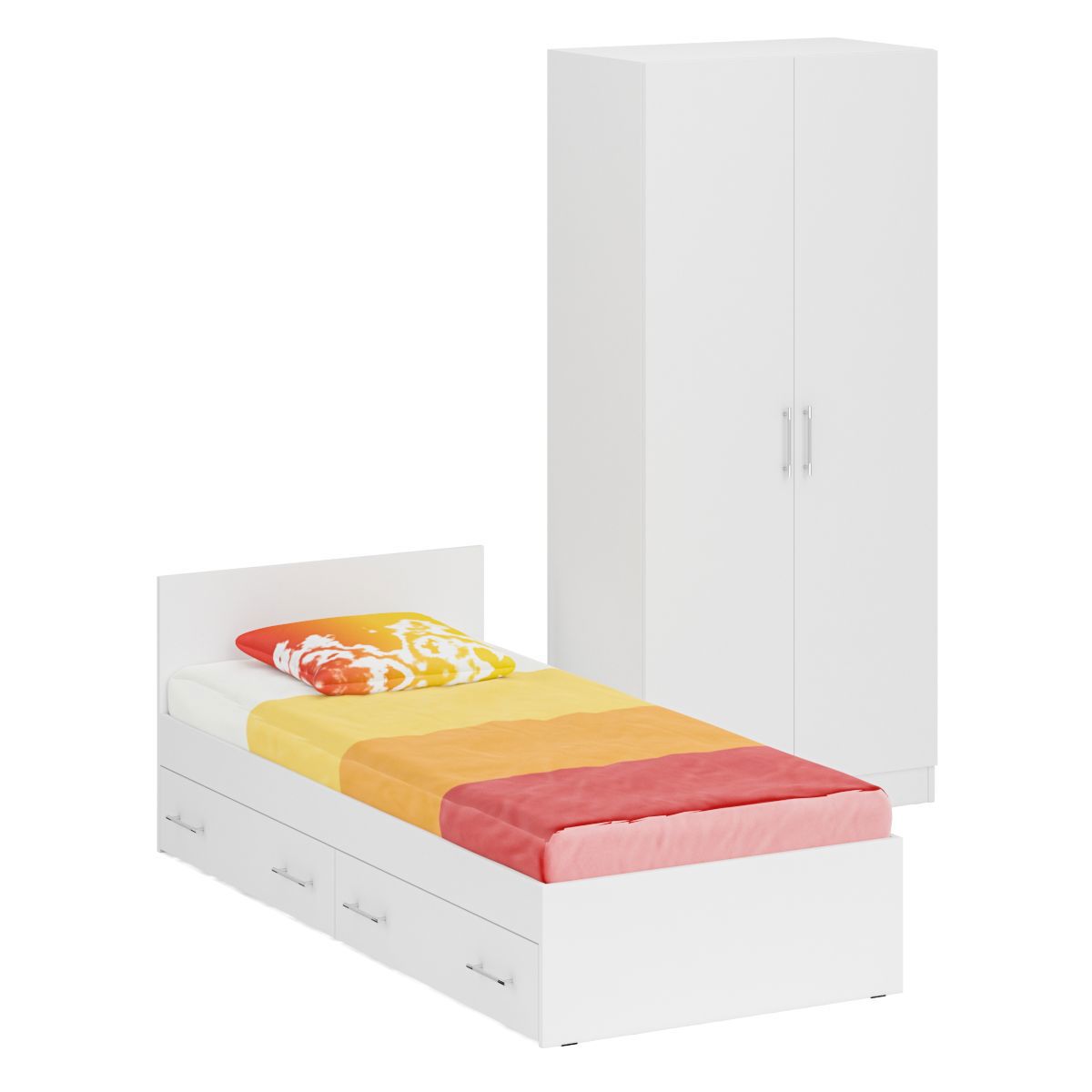 Изображение товара Кровать со шкафом и ящиками Свк Стандарт 90x200 см цвет белый