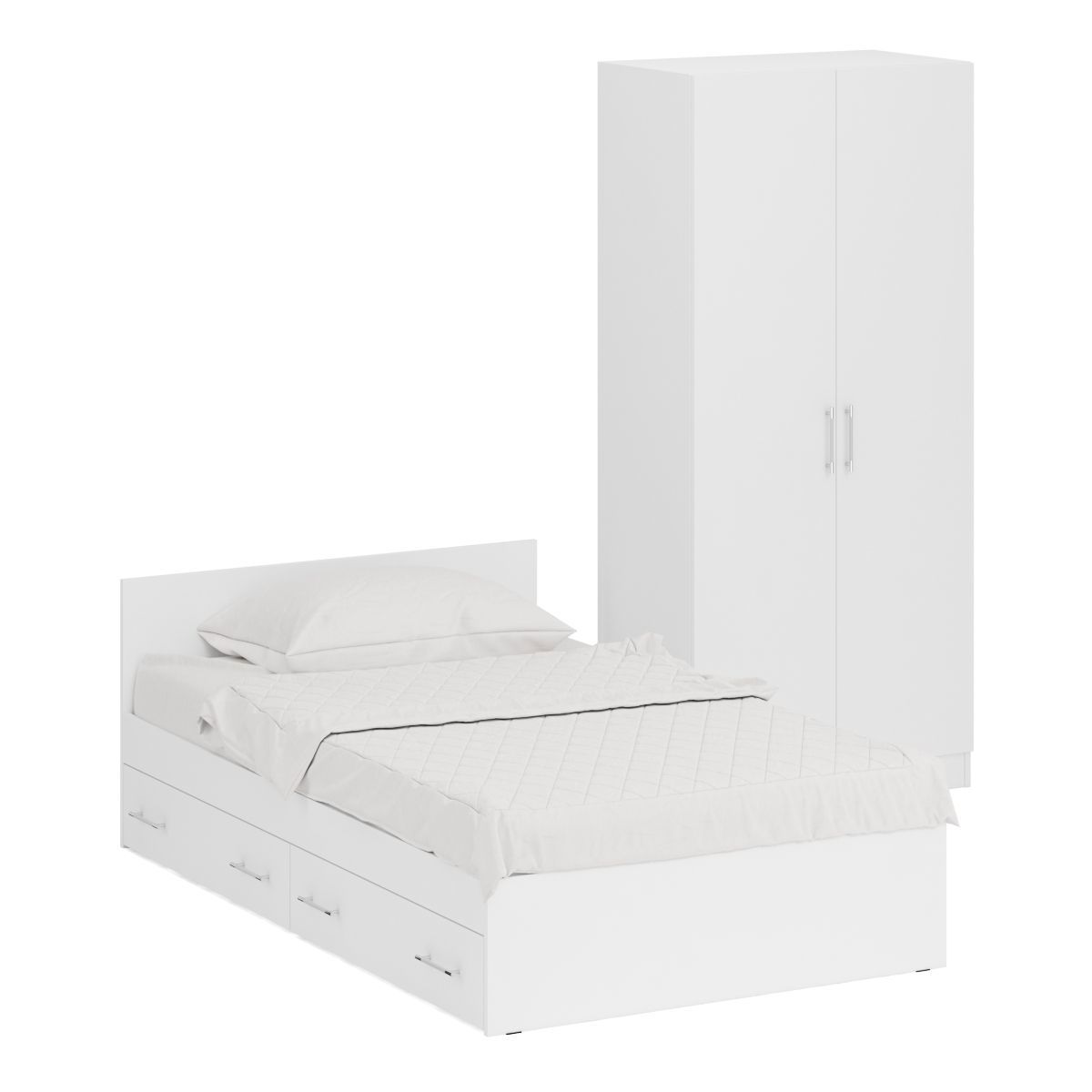 Изображение товара Кровать со шкафом и ящиками Свк Стандарт 120x200 см цвет белый