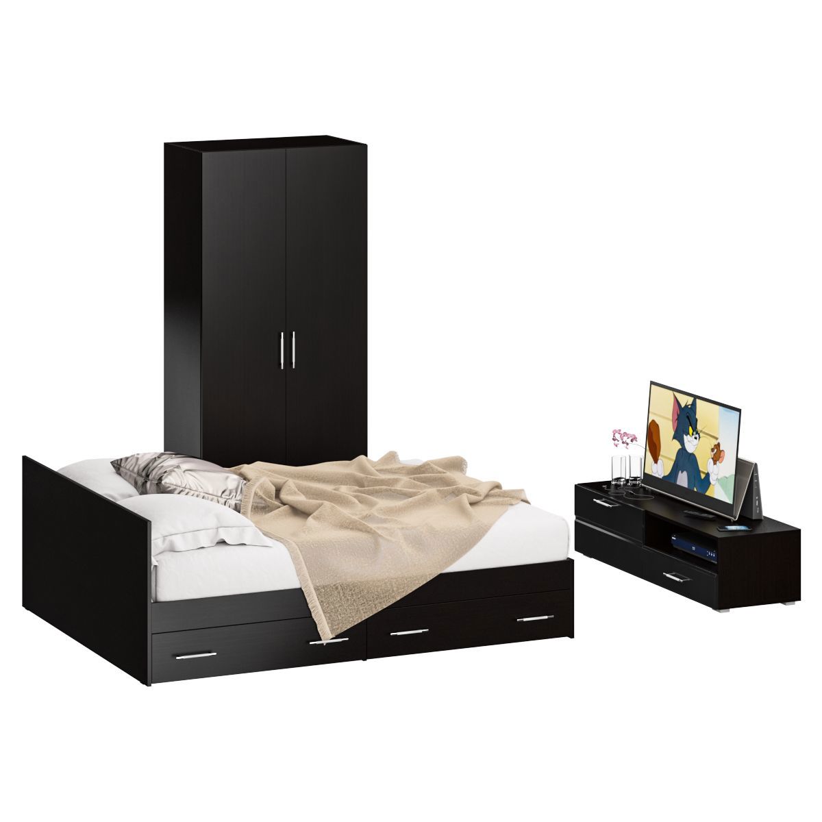 Изображение товара Спальный гарнитур Свк Стандарт № 3 160x200 венге мебель для спальни