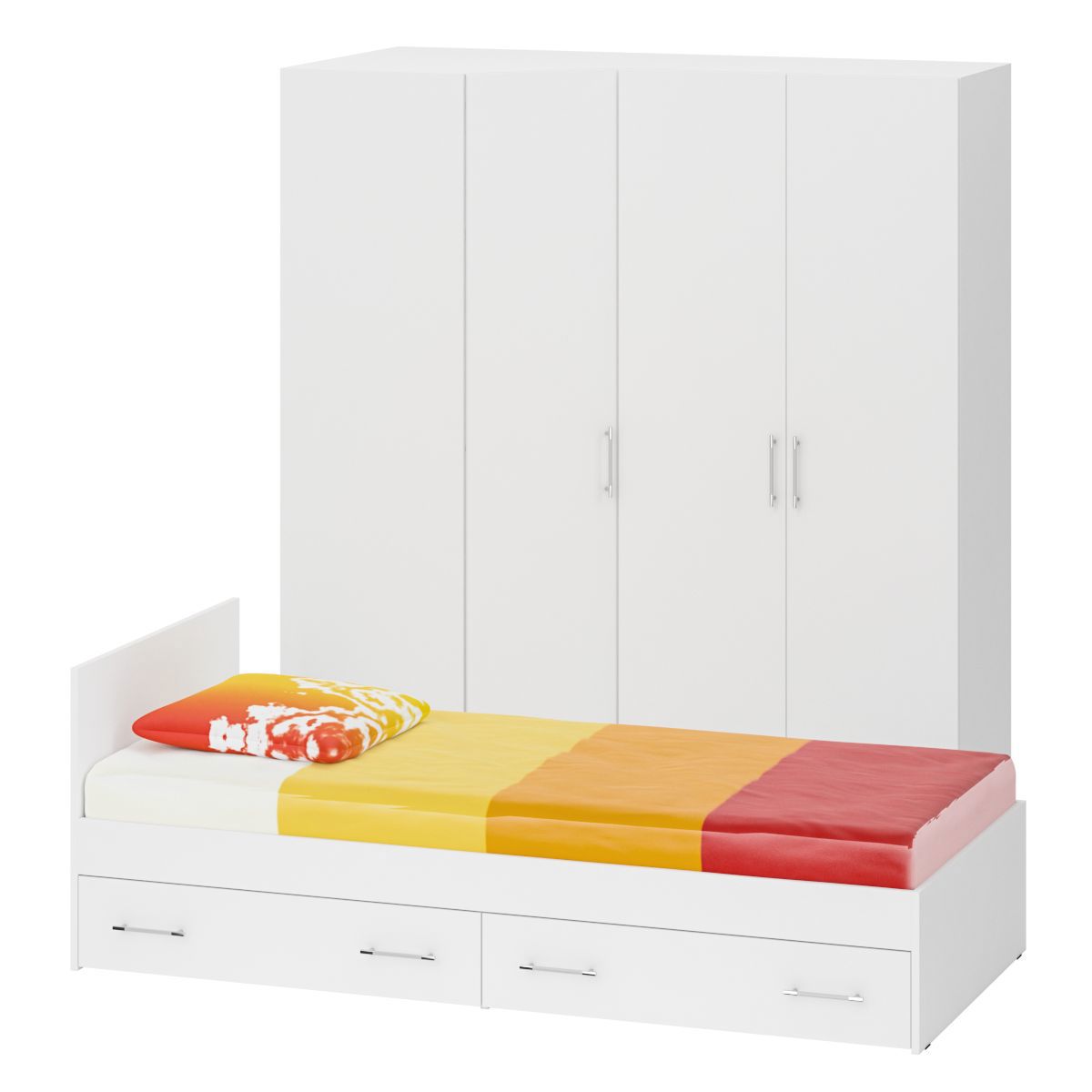 Изображение товара Спальный гарнитур Свк Стандарт № 2 90x200 см белый для спальни