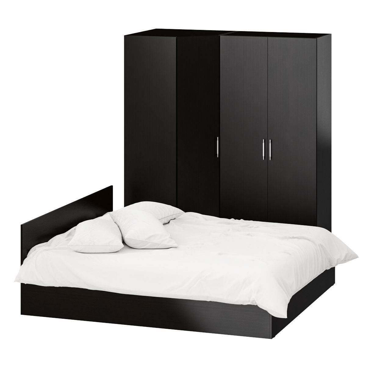 Изображение товара Кровать + шкафы Свк Стандарт № 2 180x200 венге — практичный комплект для маленькой спальни