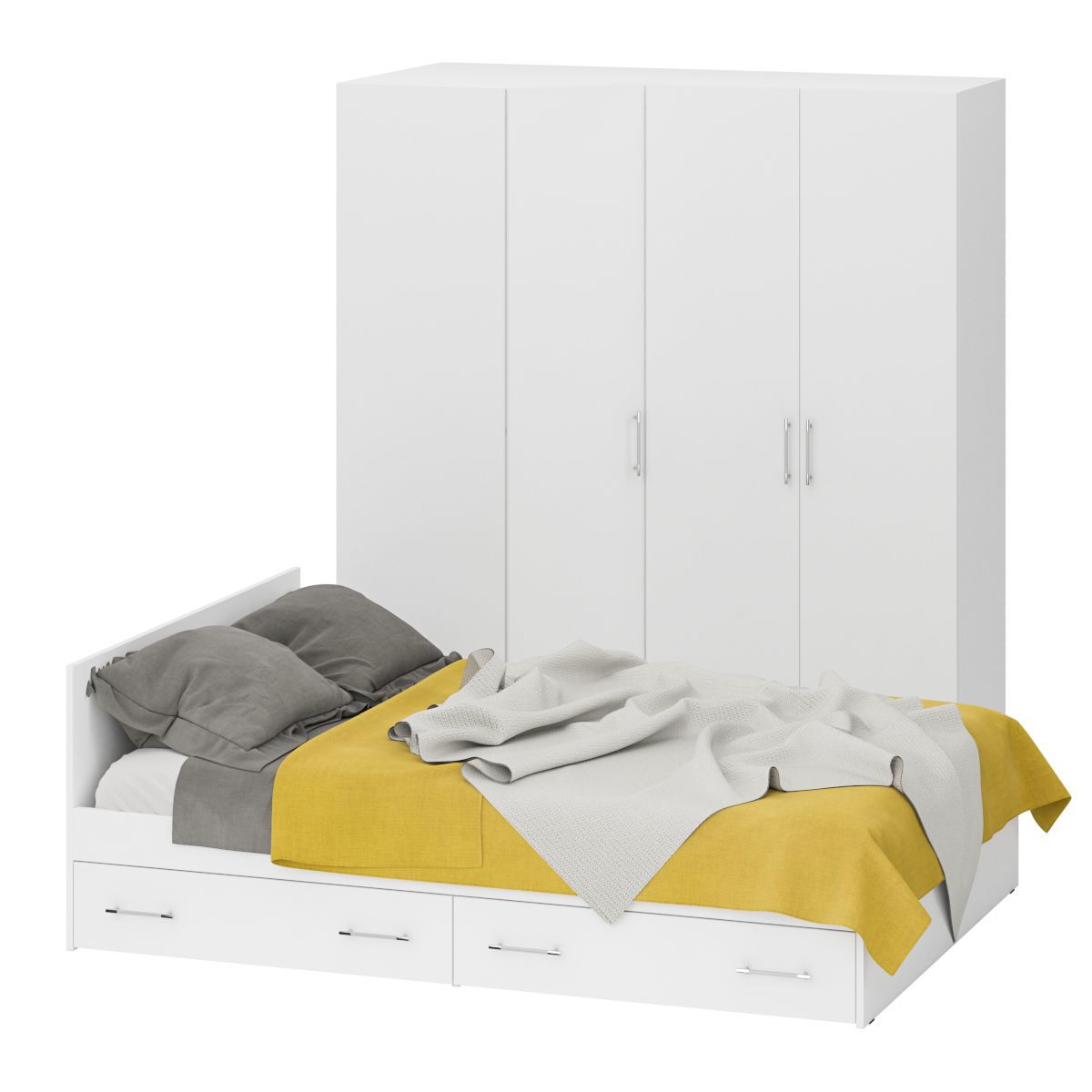 Изображение товара Гарнитур спальни Свк Стандарт № 4 140x200 см белый мебель для спальни