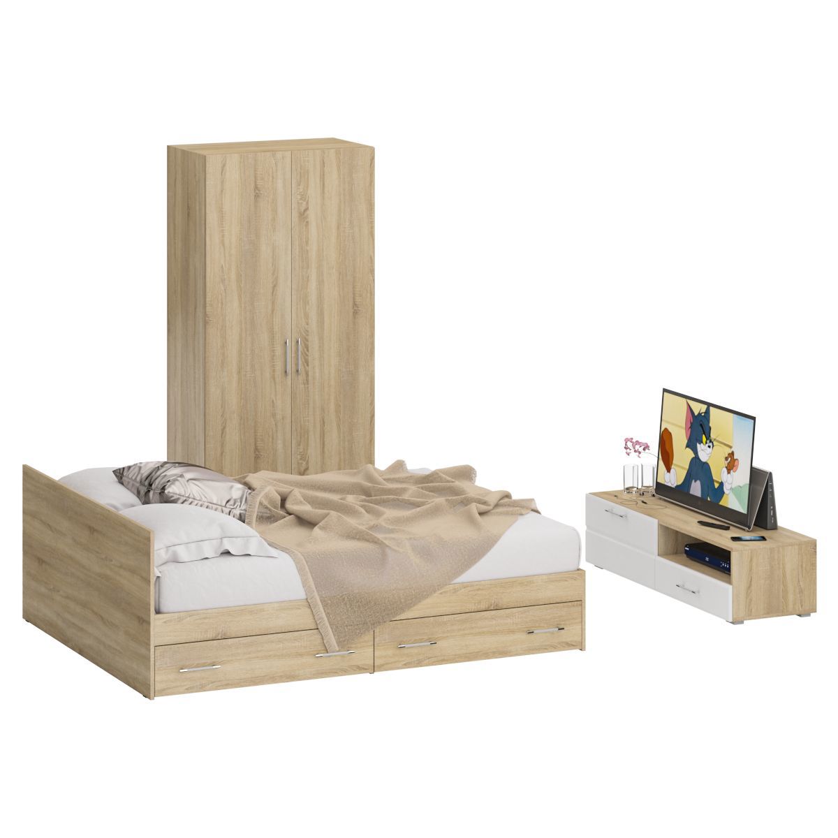 Изображение товара Комплект мебели для спальни Стандарт № 3 160x200 см дуб сонома