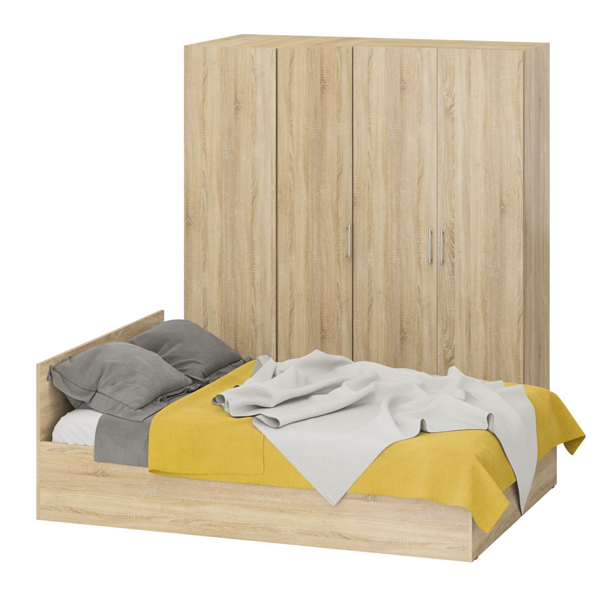 Изображение товара Кровать Свк Стандарт № 2 140x200 см цвет дуб сонома для спальни