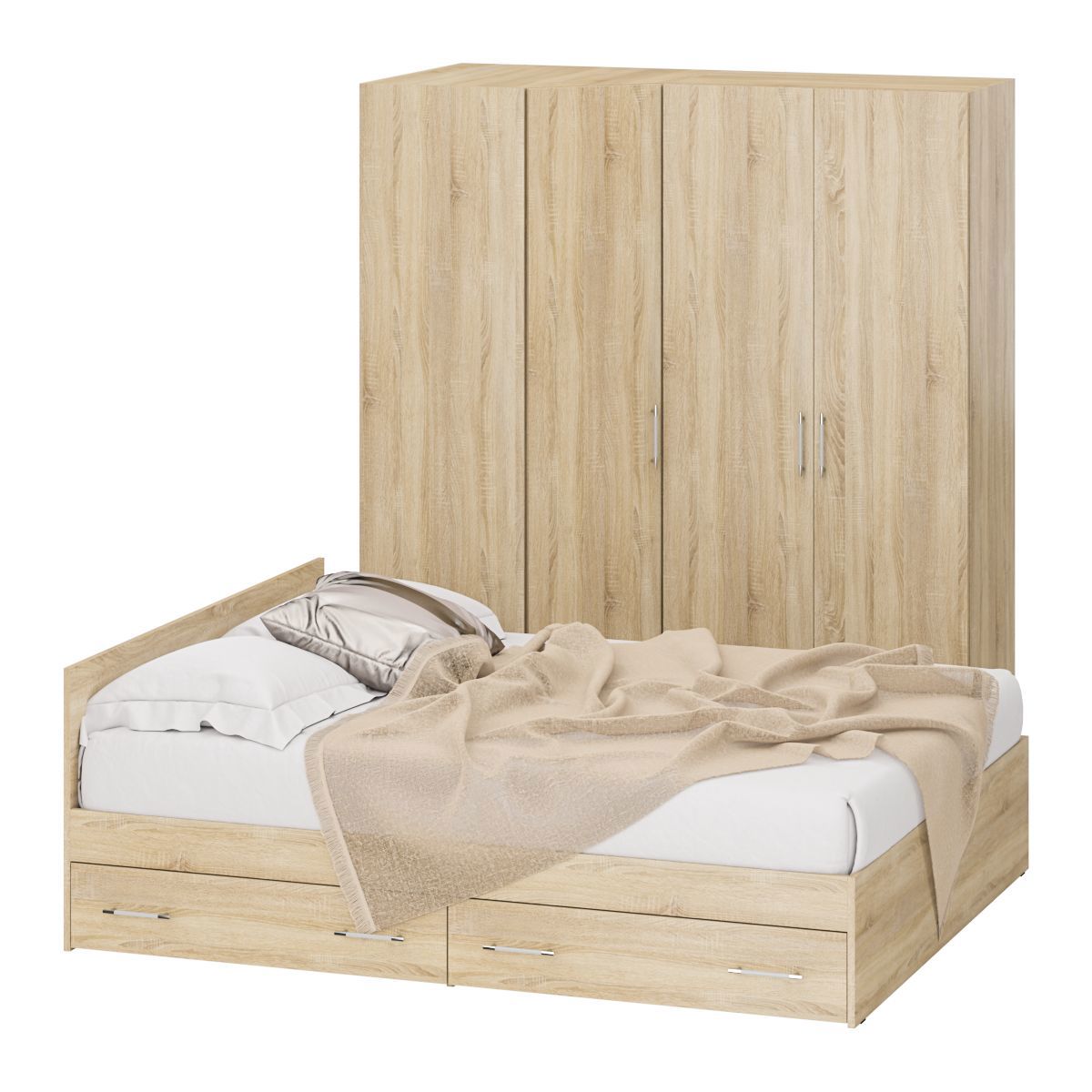 Изображение товара Кровать Стандарт № 2 из ЛДСП 160x200 см цвет дуб сонома для спальни