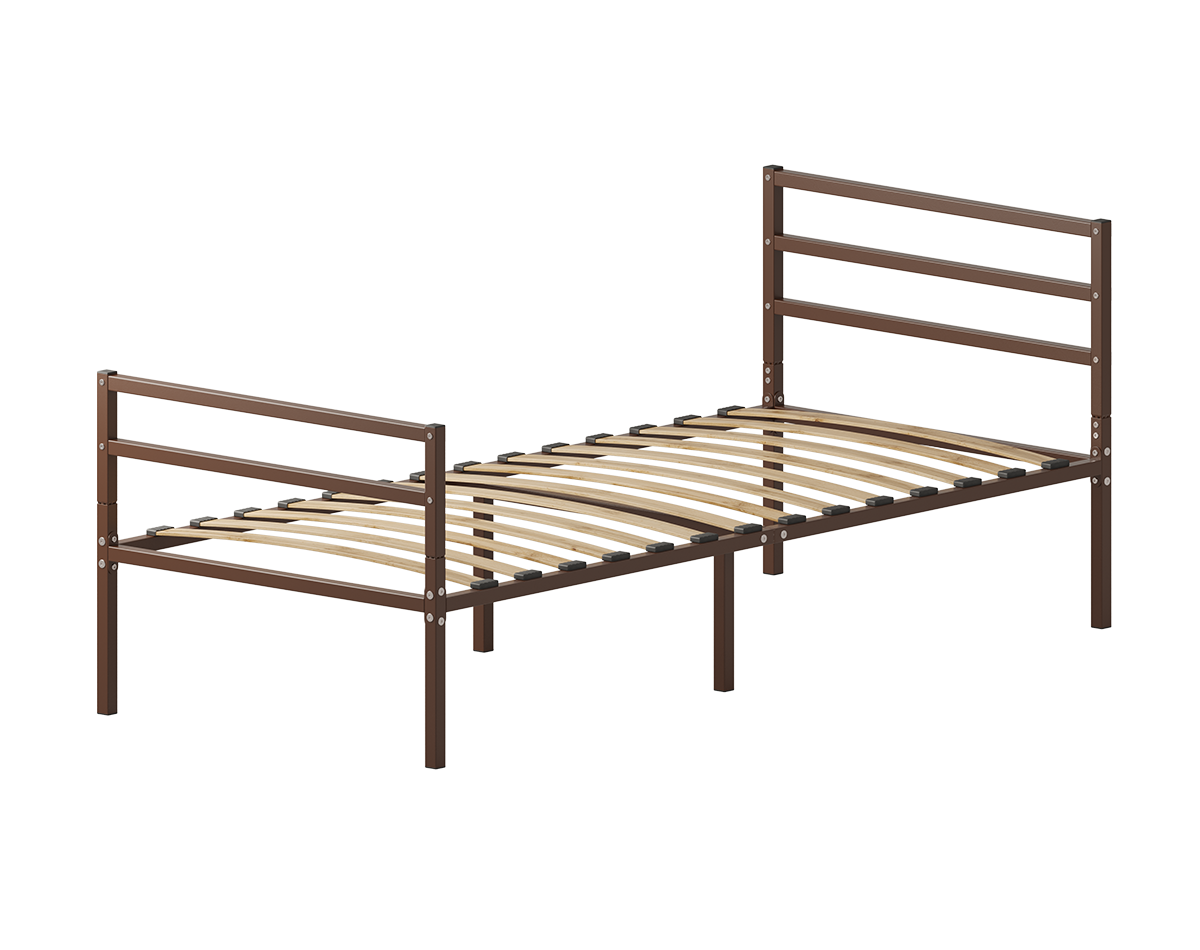 Изображение товара Кровать Домаклево 90x193 см металл с изголовьем Г3+Г2 цвет коричневый