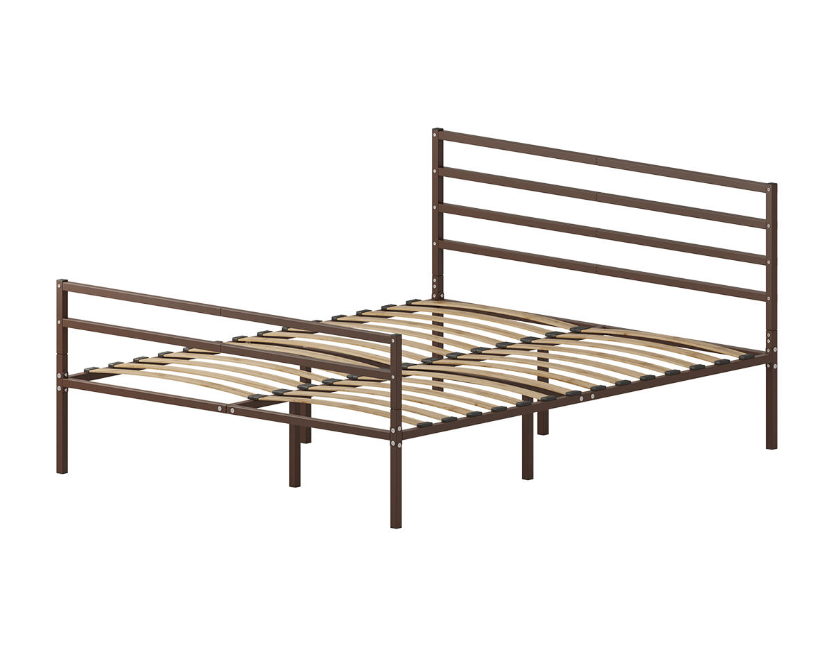 Изображение товара Кровать Домаклево 160x203 см металл с изголовьем Г4+Г2 цвет коричневый