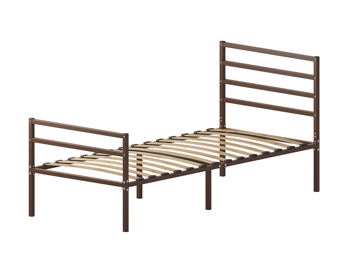 Изображение товара Кровать Домаклево 90x193 см металл с изголовьем Г4+Г2 цвет коричневый