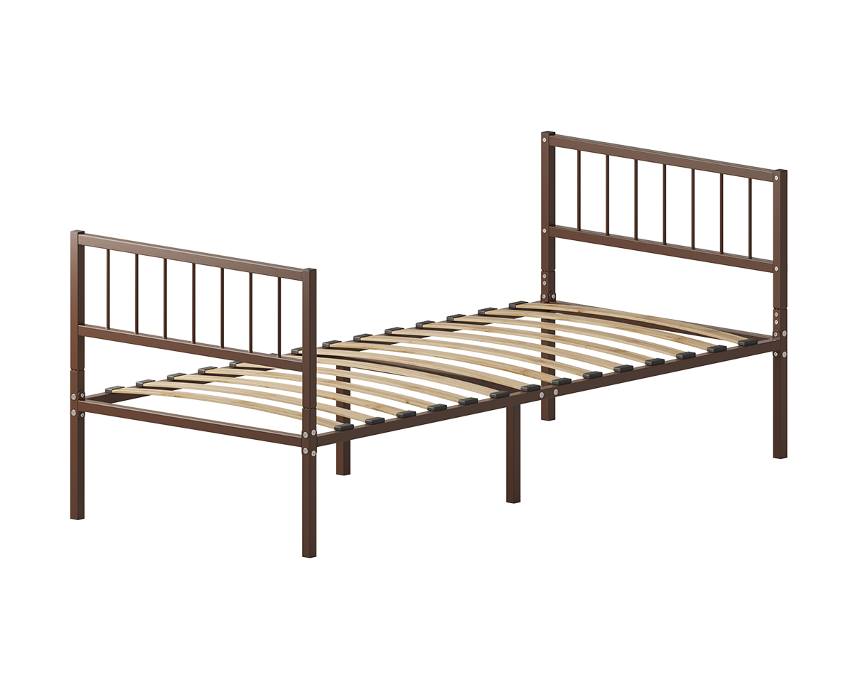 Изображение товара Кровать Домаклево 90x193 см металл с боковинами В3 цвет коричневый