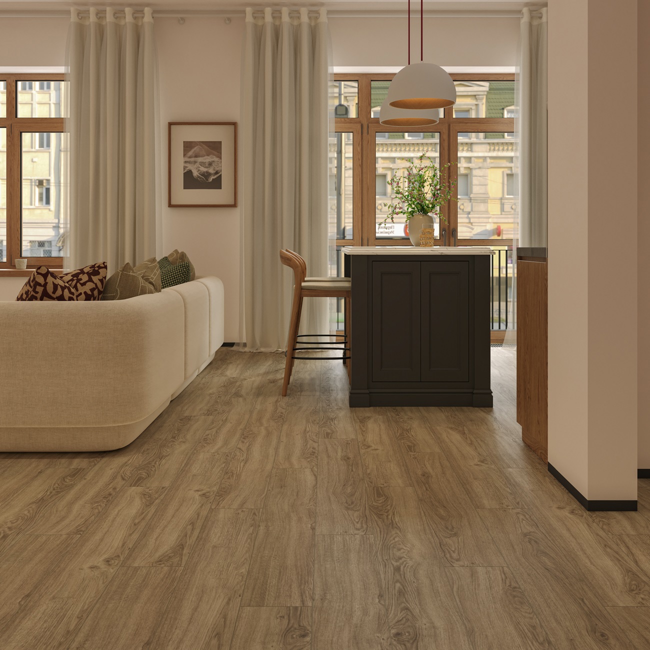 Изображение товара SPC плитка Natisston Дуб Натуральный класс 34 влагостойкая и прочная