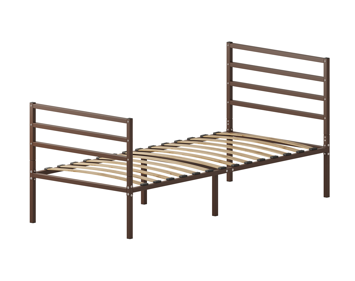 Изображение товара Кровать Домаклево 90x203 см металл с изголовьем Г4+Г3 цвет коричневый