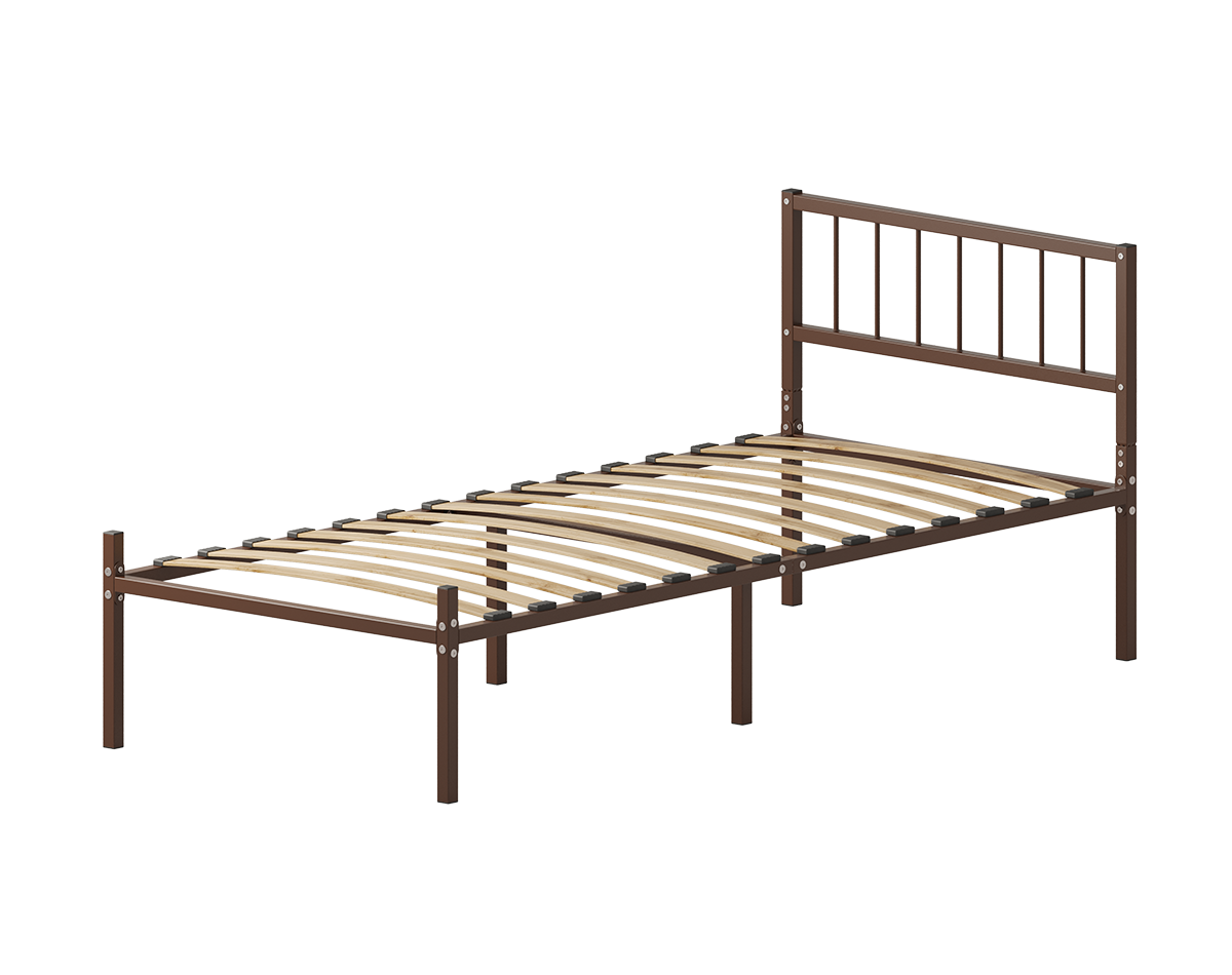 Изображение товара Кровать ДОМАКЛЕВО 90x203 см Коричневый металл с изголовьем В3