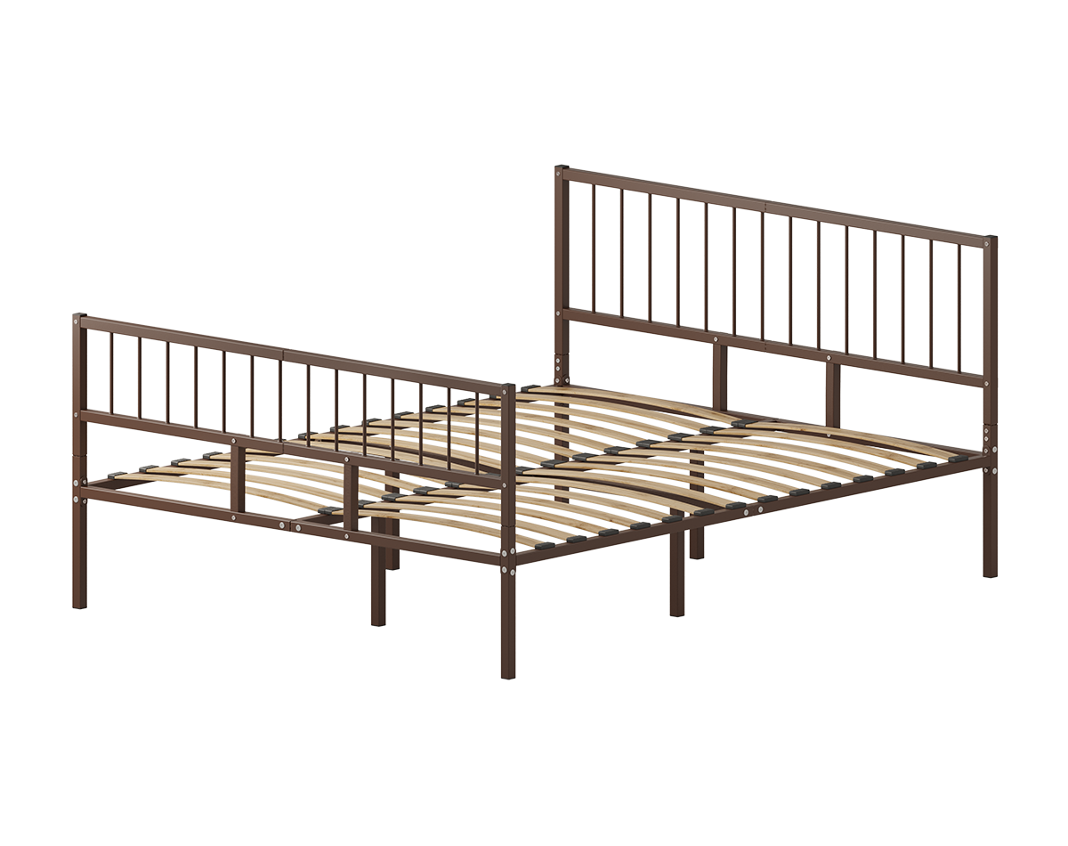 Изображение товара Кровать Домаклево 140x203 см металл с изголовьем В4+В3 цвет коричневый