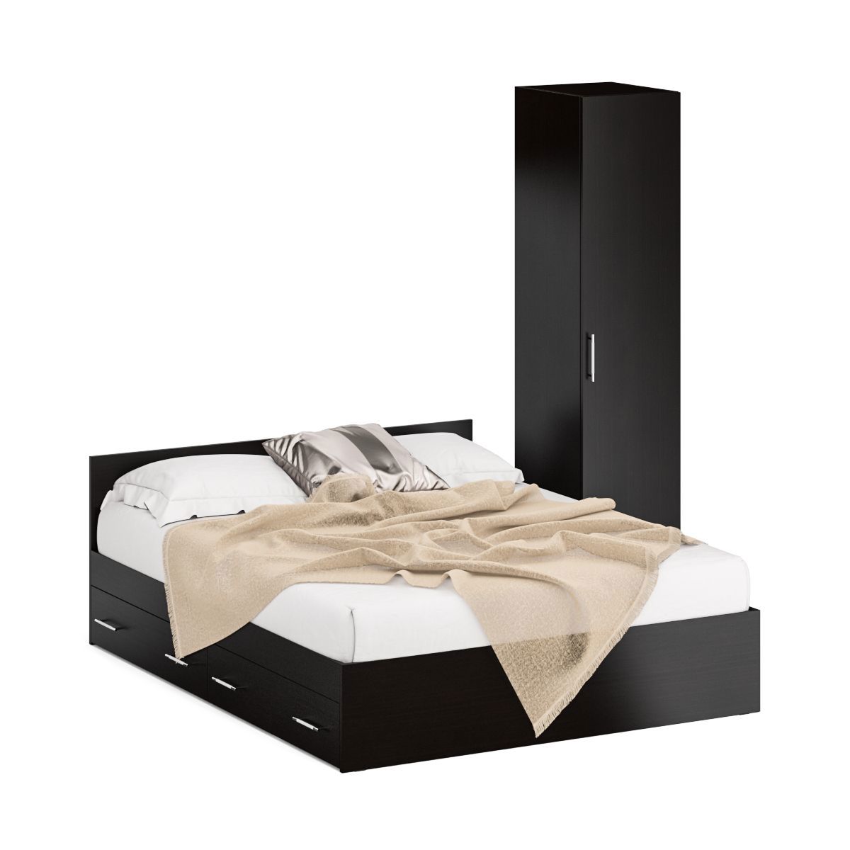 Изображение товара Кровать Свк Стандарт с ящиками и пеналом 160x200 см венге