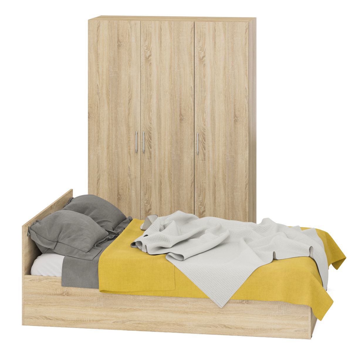 Изображение товара Спальный гарнитур Свк Стандарт № 1 140x200 см цвет дуб сонома белый глянец