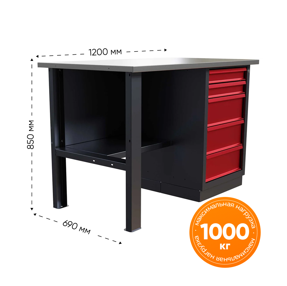 Изображение товара Верстак Ironmebel M-IM00115K Слесарный 690x1200x850 мм 1000 кг