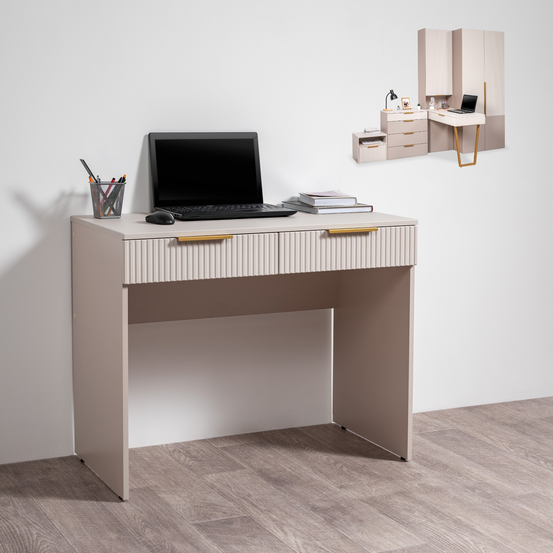 Изображение товара Стол письменный Logium Клео 115x76x52.4 см МДФ бежевый