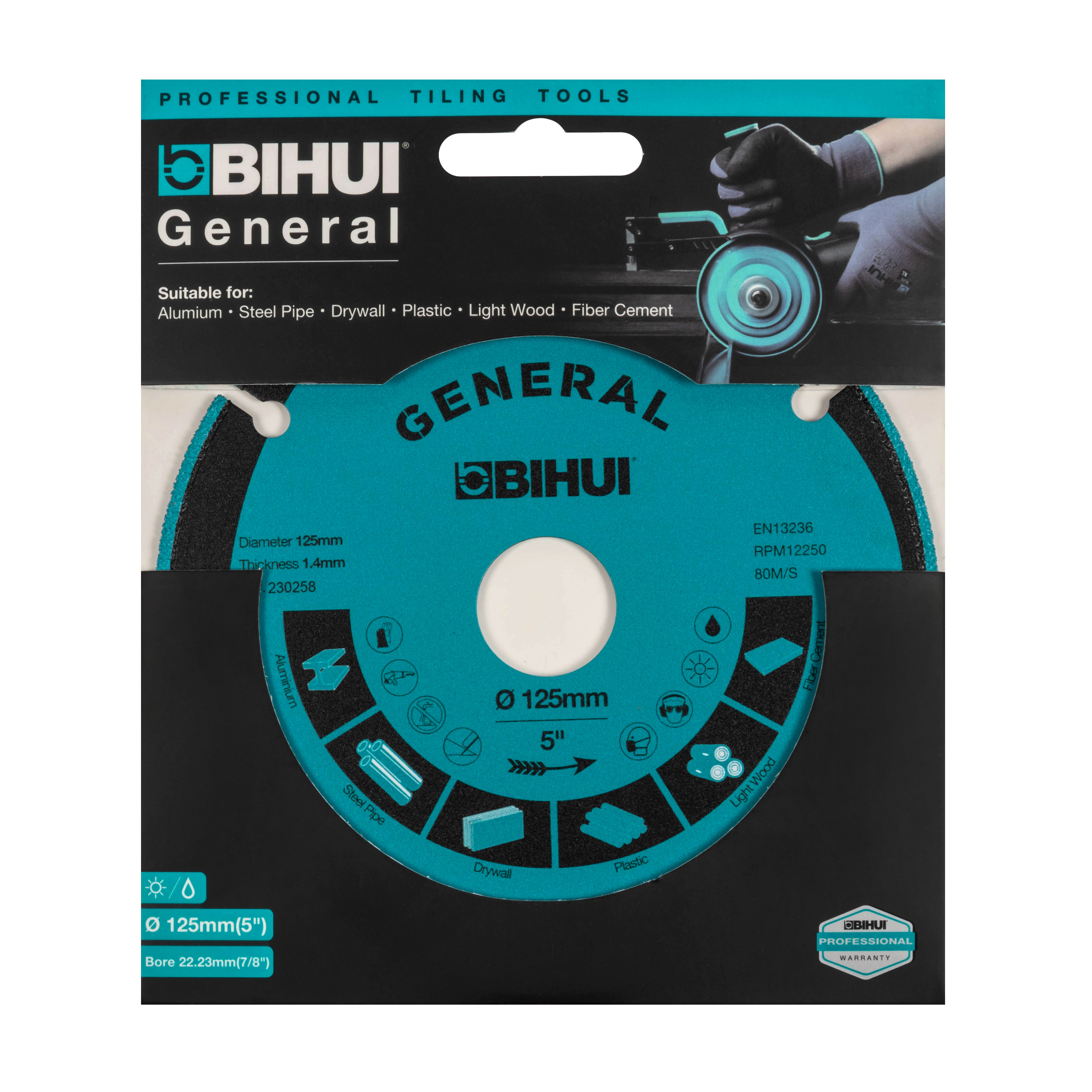 Изображение товара Диск алмазный по цветному металлу Bihui General сегментный 125x22.2x1.5 мм Изображение товара Диск алмазный по цветному металлу Bihui General сегментный 125x22.2x1.5 мм
