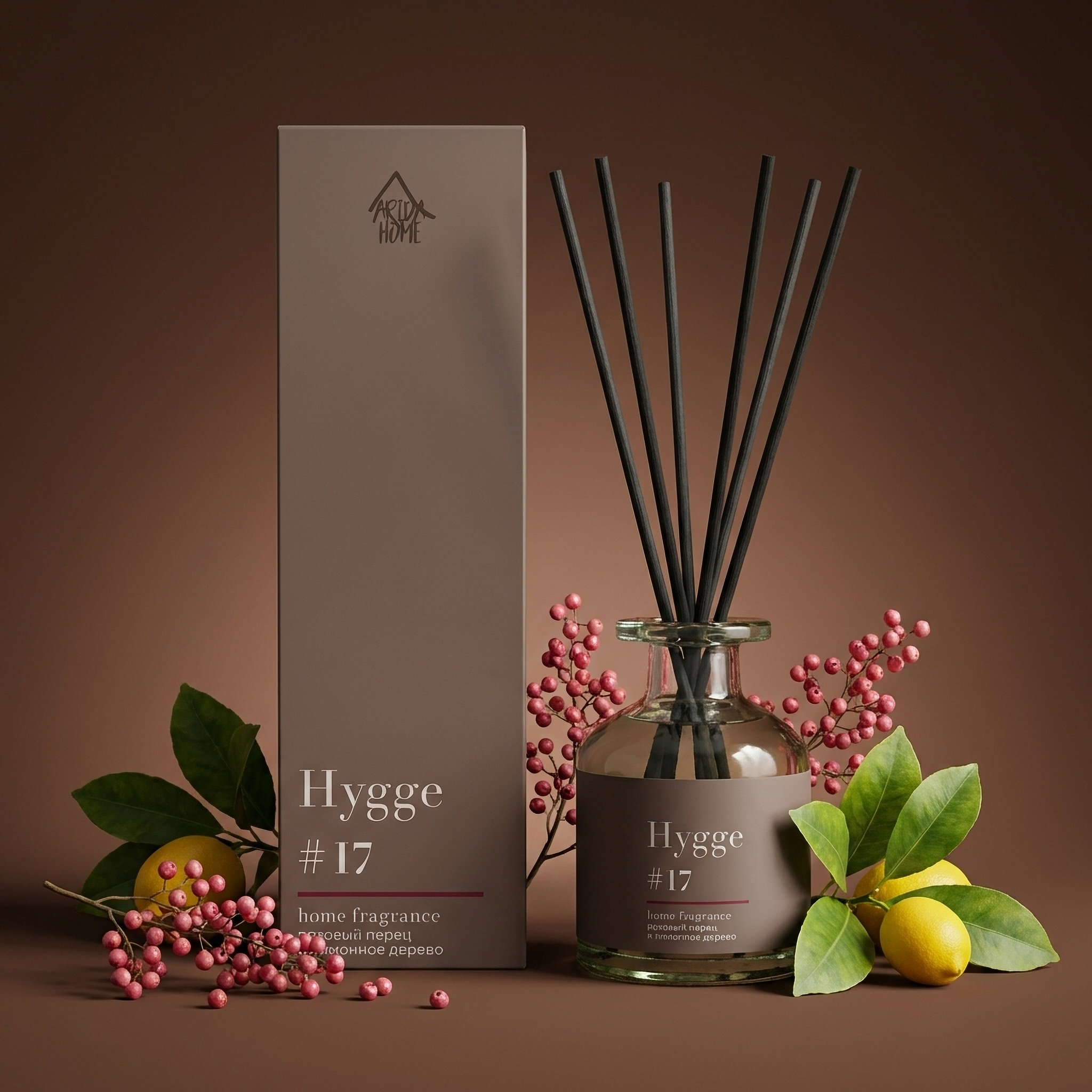 Изображение товара Ароматический диффузор Arida Home Hygge 17 Розовый перец лимонное дерево 50 мл