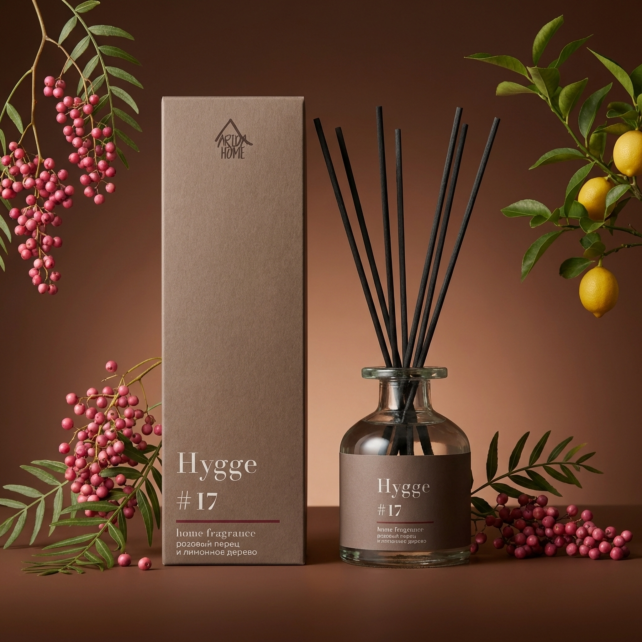 Изображение товара Ароматический диффузор Arida Home Hygge 17 Розовый перец лимонное дерево 100 мл