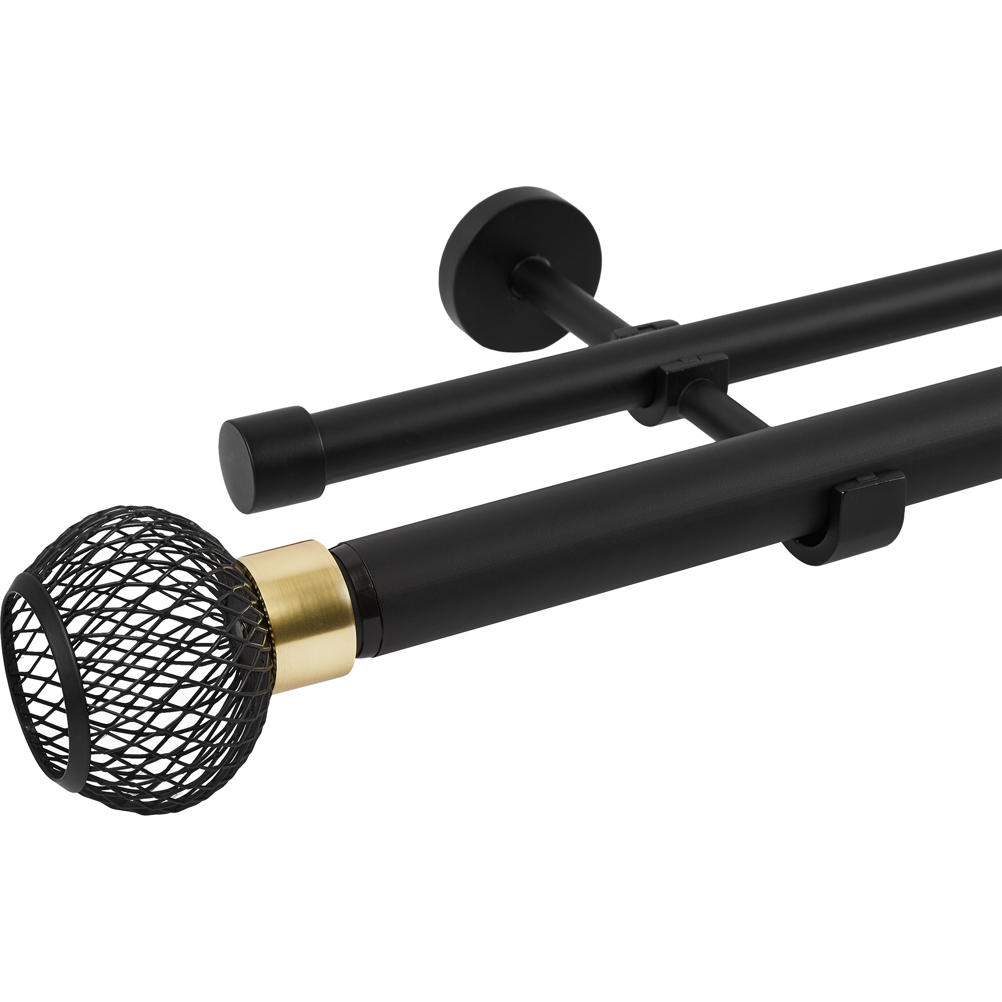 Изображение товара Настенный раздвижной двухрядный карниз GLAMA 25/28 длиной 200-360 см черный металл