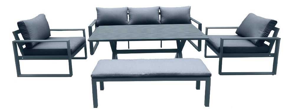 Изображение товара Набор садовой мебели BEGINIA для обеда угловой из алюминия серый