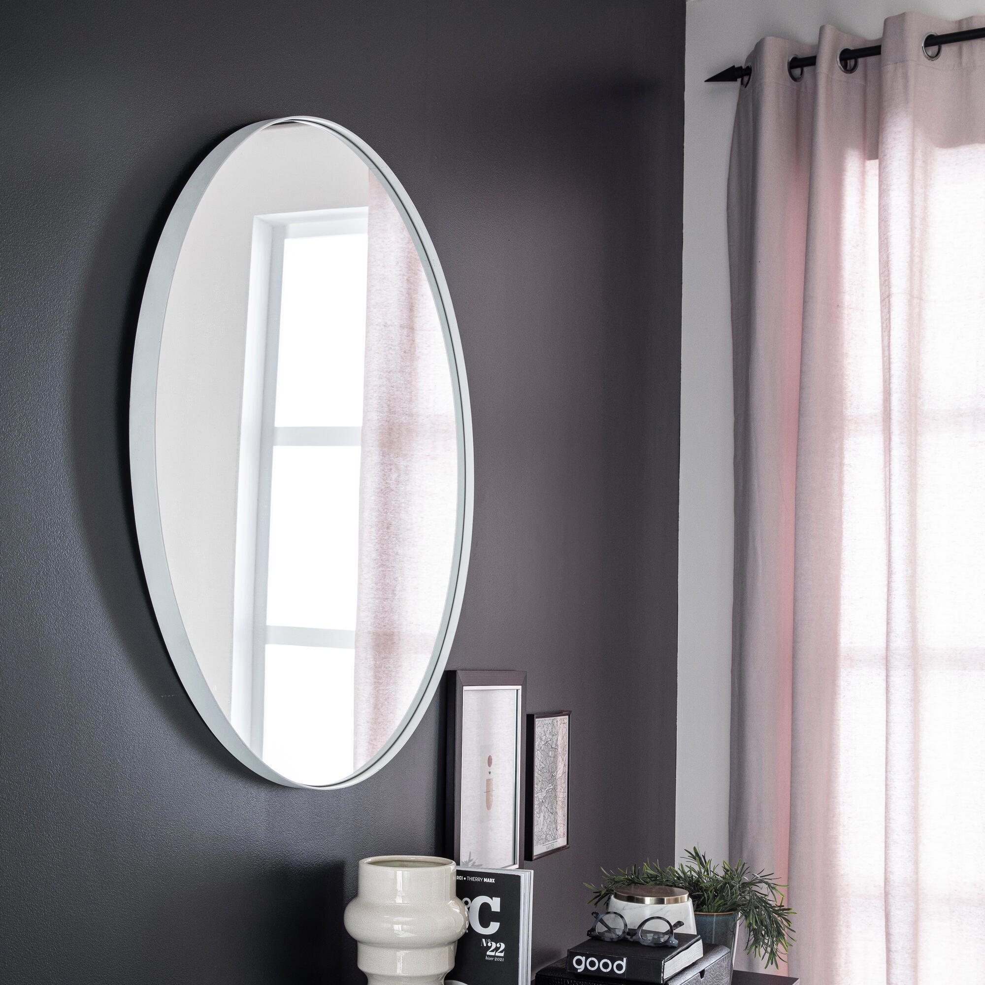 Изображение товара Интерьерное зеркало KREAFORTA Focale круглое 81 см металл белое