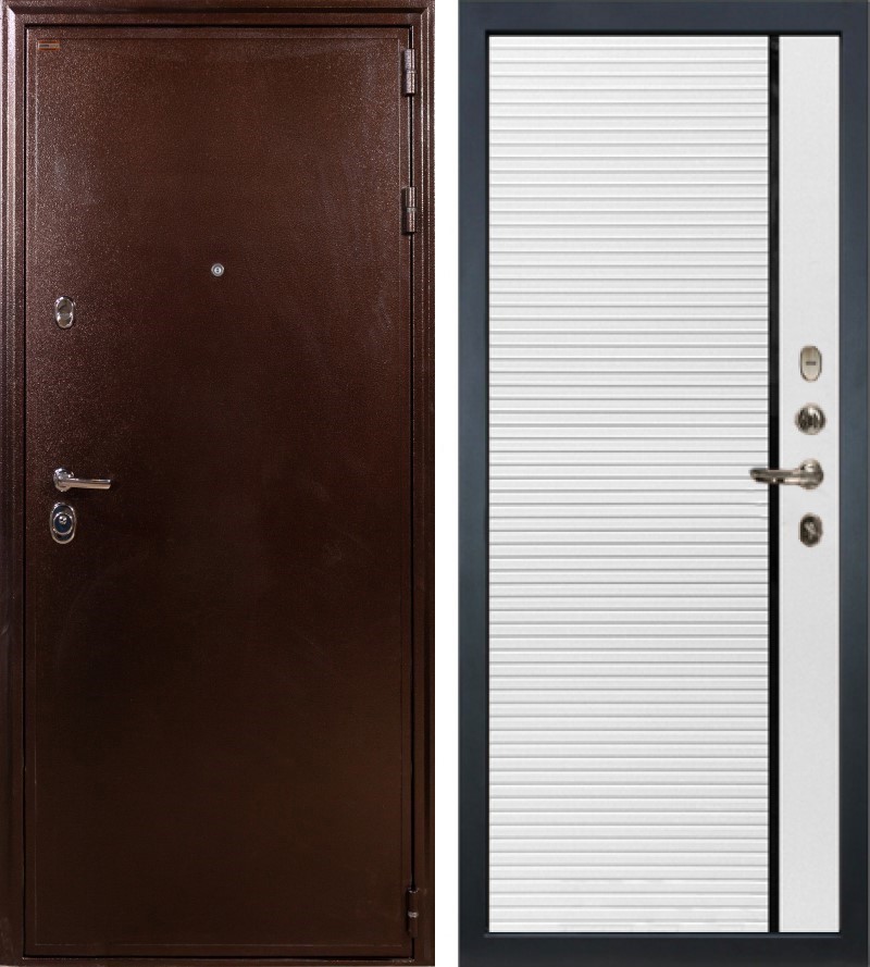 Изображение товара Входная дверь Lex Цезарь внутренняя панель №114 правый 205х88см цвет антик медь/белая шагрень