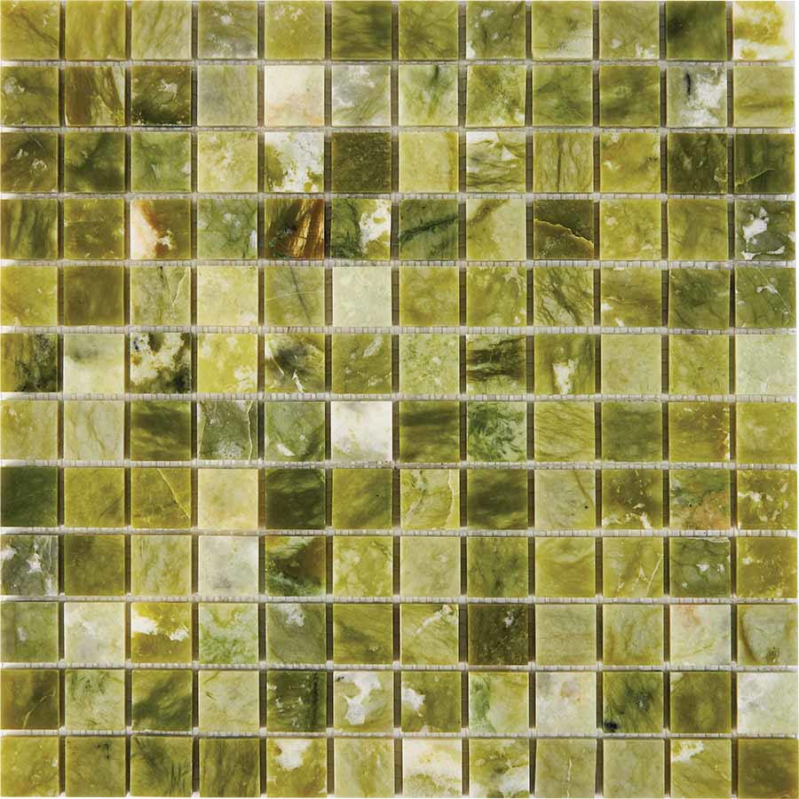 Изображение товара Мозаика Pixmosaic PIX 214 из мрамора Dondong на сетке 30.5x30.5x0.6 см полированная цвет зеленый 11 шт в упаковке