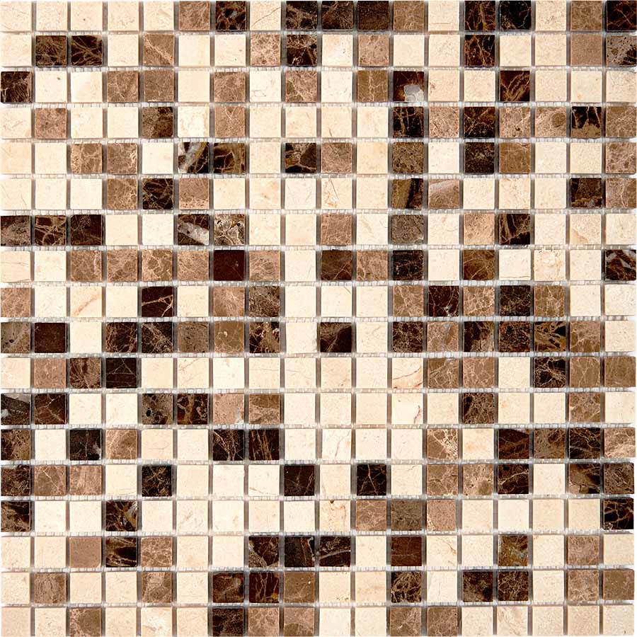 Изображение товара Мозаика PIXMOSAIC PIX 268 Emperador Dark light Crema Nova c мраморной композицией
