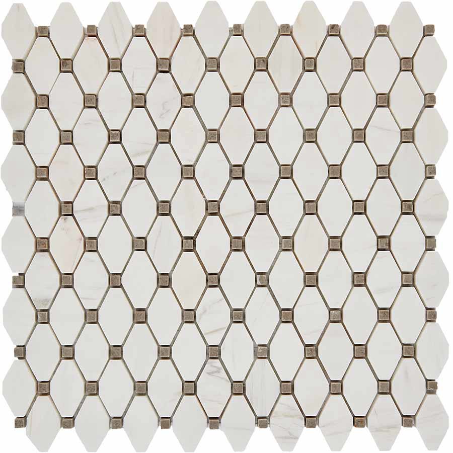 Изображение товара Мозаика Pixmosaic PIX 284 Bianco Dolomite Cinderella Grey 28.6x29.5x0.7 см полированная цвет разноцветный