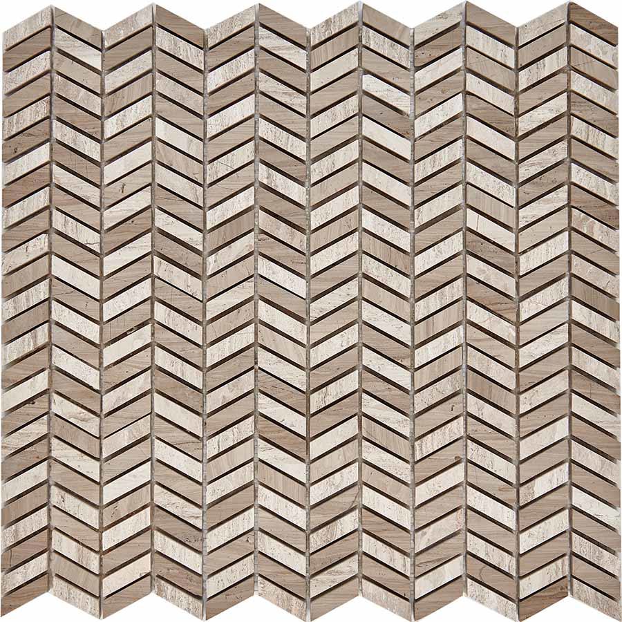 Изображение товара Мозаика Pixmosaic PIX 288 Shevron White Wooden Athens Grey 29.8x30.7x0.8 см полированная цвет разноцветный