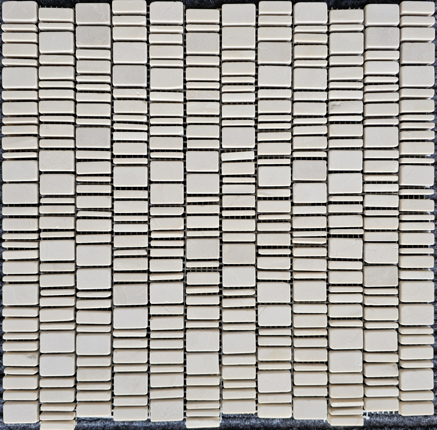 Изображение товара Мозаика Pixmosaic PIX 318 из мрамора Cream Nova на сетке 31x30.7x0.6 см матовая цвет бежевый 11 шт в упаковке Изображение товара Мозаика Pixmosaic PIX 318 из мрамора Cream Nova на сетке 31x30.7x0.6 см матовая цвет бежевый 11 шт в упаковке