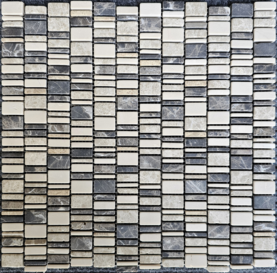 Изображение товара Мозаика Pixmosaic PIX 319 из мрамора Cream Nova Dark Emperador Light Emperador на сетке 31x30.7x0.6 см матовая цвет разноцветный 11 шт в упаковке Изображение товара Мозаика Pixmosaic PIX 319 из мрамора Cream Nova Dark Emperador Light Emperador на сетке 31x30.7x0.6 см матовая цвет разноцветный 11 шт в упаковке