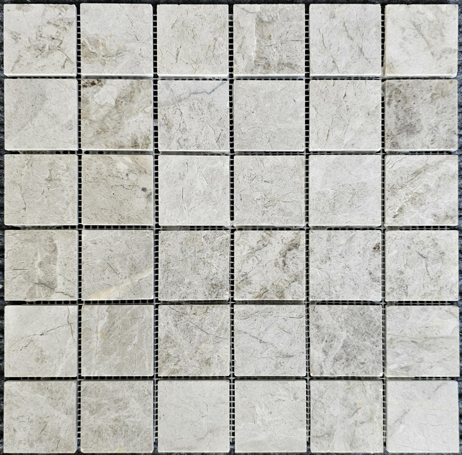 Изображение товара Мозаика Pixmosaic PIX 332 из мрамора Tundra Grey на сетке 30.5x30.5x0.6 см полированная цвет серый/серебристый 11 шт в упаковке Изображение товара Мозаика Pixmosaic PIX 332 из мрамора Tundra Grey на сетке 30.5x30.5x0.6 см полированная цвет серый/серебристый 11 шт в упаковке