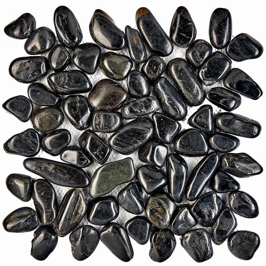 Изображение товара Галька Pixmosaic PIX264 Black stone 30.5x30.5 см цвет черный 11 шт в упаковке