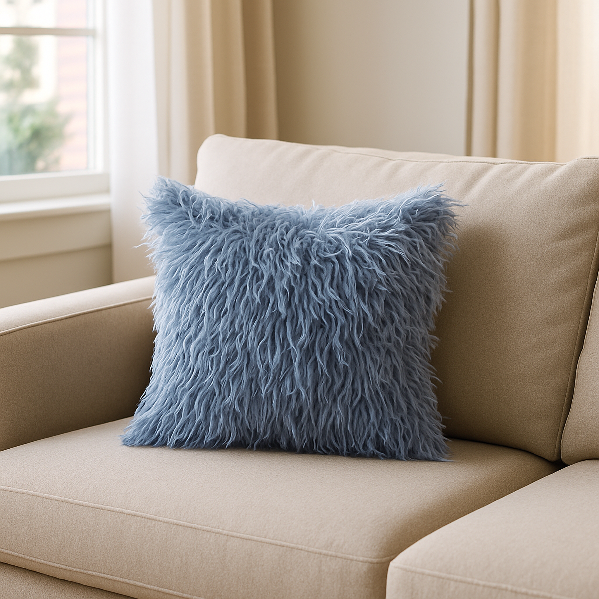 Изображение товара Подушка декоративная Перья 45x45 см серо-голубая от LINEN WAY