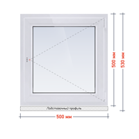 Изображение товара Пластиковое окно ПВХ Рехау 530x500 мм поворотное однокамерное