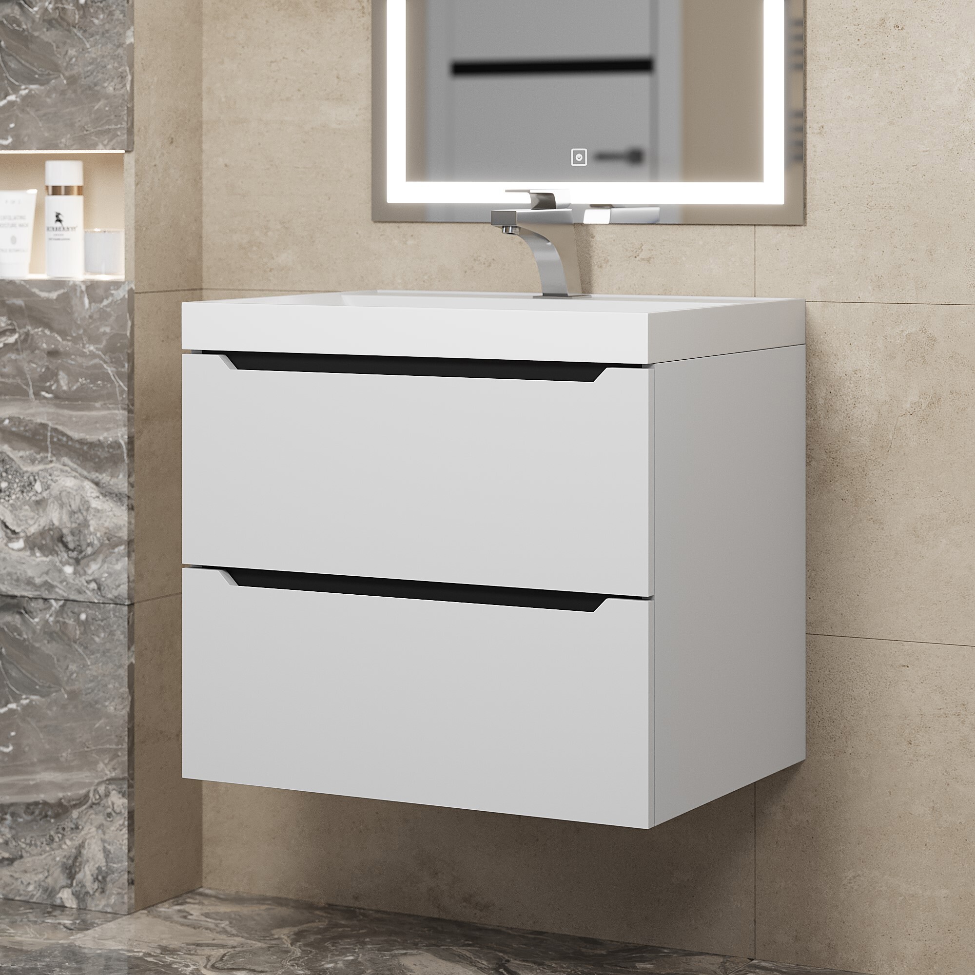 Изображение товара Подвесная тумба под раковину Uperwood Tanos 60 см с 2 ящиками белая