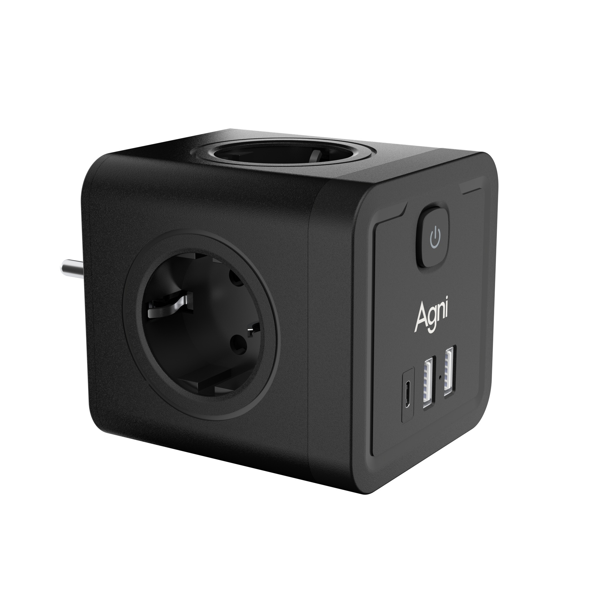 Изображение товара Разветвитель на 4 розетки Agni TP-WJ3U4E-C 2 USB/1 Type-C 20 Вт черный Изображение товара Разветвитель на 4 розетки Agni TP-WJ3U4E-C 2 USB/1 Type-C 20 Вт черный