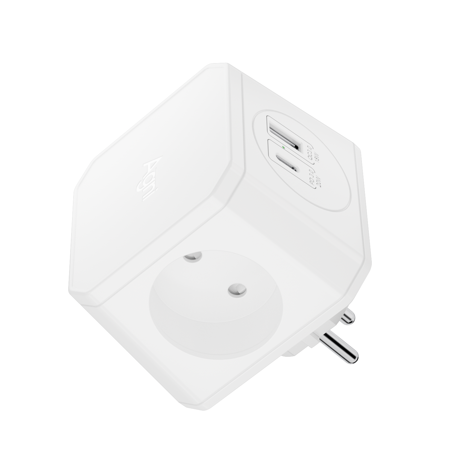 Изображение товара Разветвитель на 3 розетки Agni TP-WJ2U3E 1 USB 18 Вт/1 Type-C 20 Вт белый