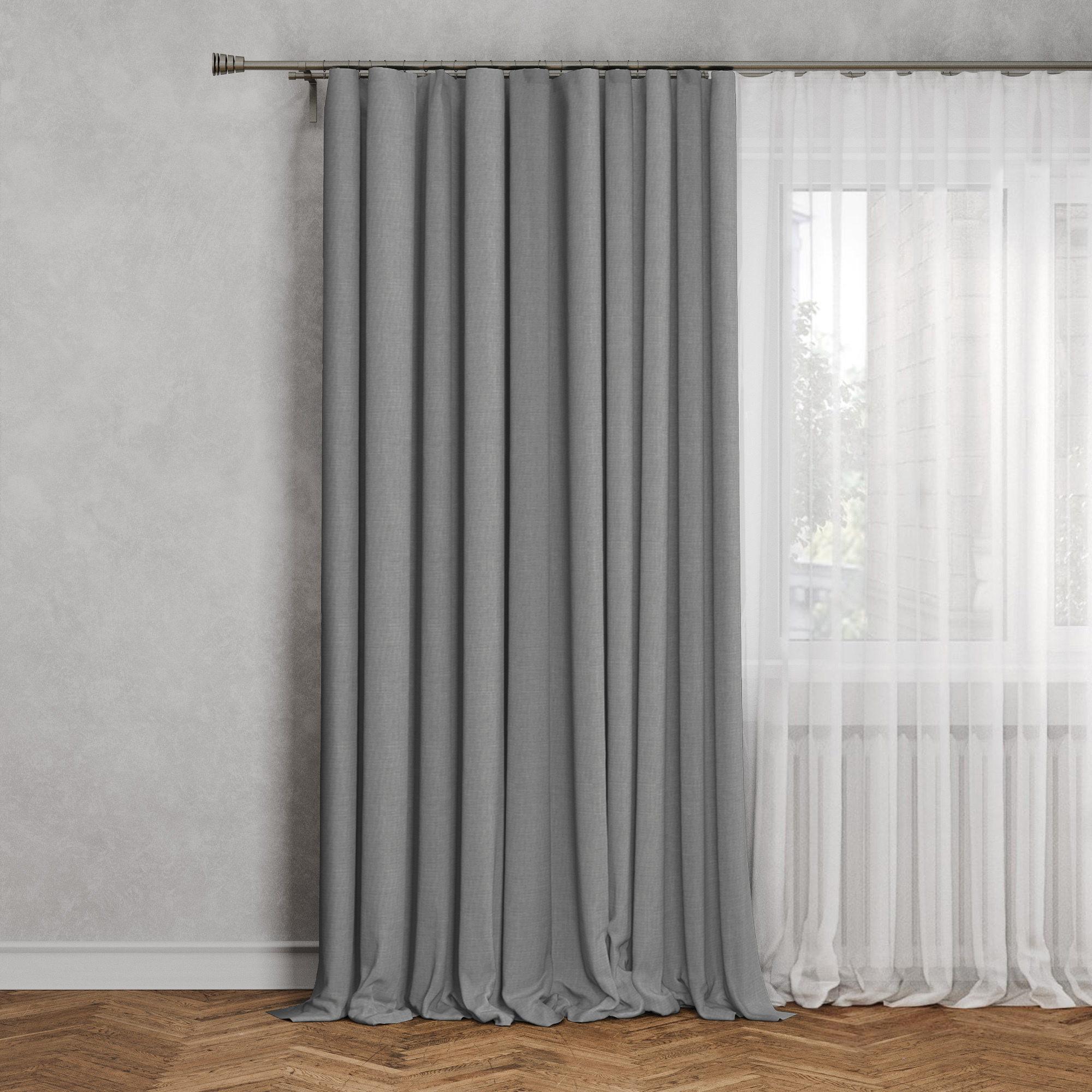 Изображение товара Штора на ленте KREAFORTA Raspberry 200x280 см серый для спальни