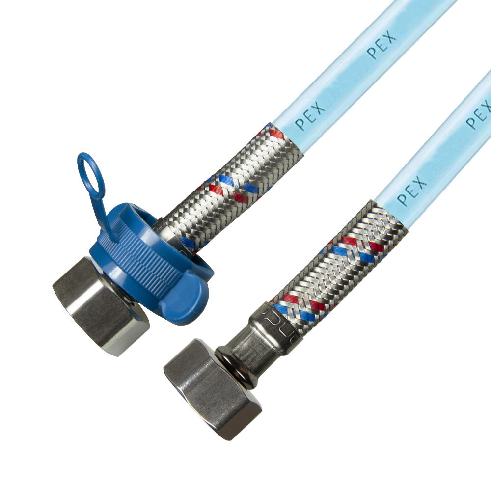 Изображение товара ONDO гибкая подводка воды 1/2"x1/2" 60 см с внутренним PEX шлангом и нержавеющей сталью