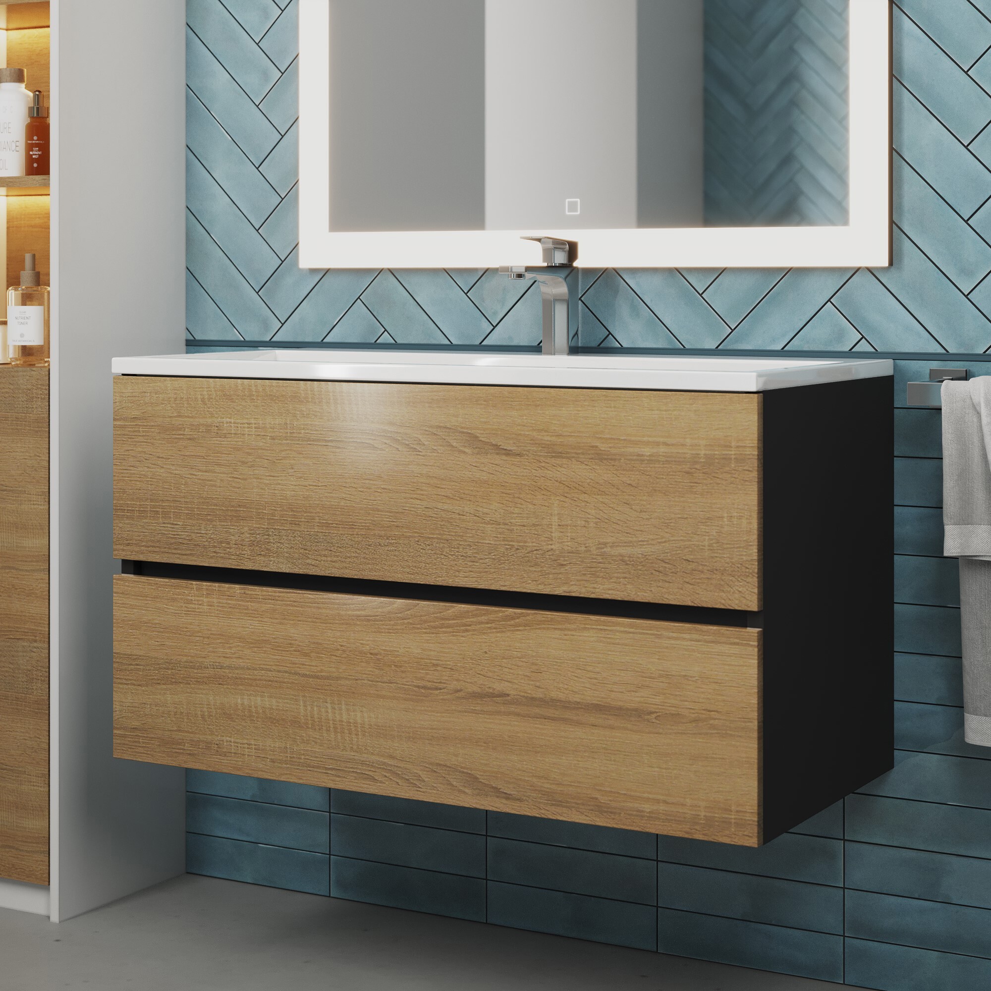 Изображение товара Тумба под раковину Uperwood 90 см черная серия Barsa