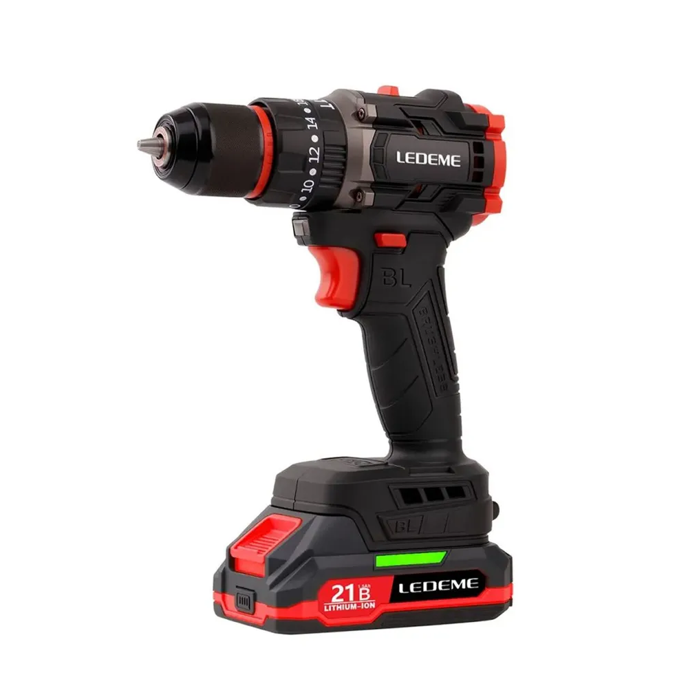 Изображение товара Дрель-шуруповерт LEDEME HY-10B-21 21 В бесщеточная, 2x2 Ач Изображение товара Дрель-шуруповерт LEDEME HY-10B-21 21 В бесщеточная, 2x2 Ач